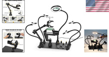 Load image into Gallery viewer, Heavy Duty Magnetic Helping Hands Soldering Station with 3X LED Magnifier