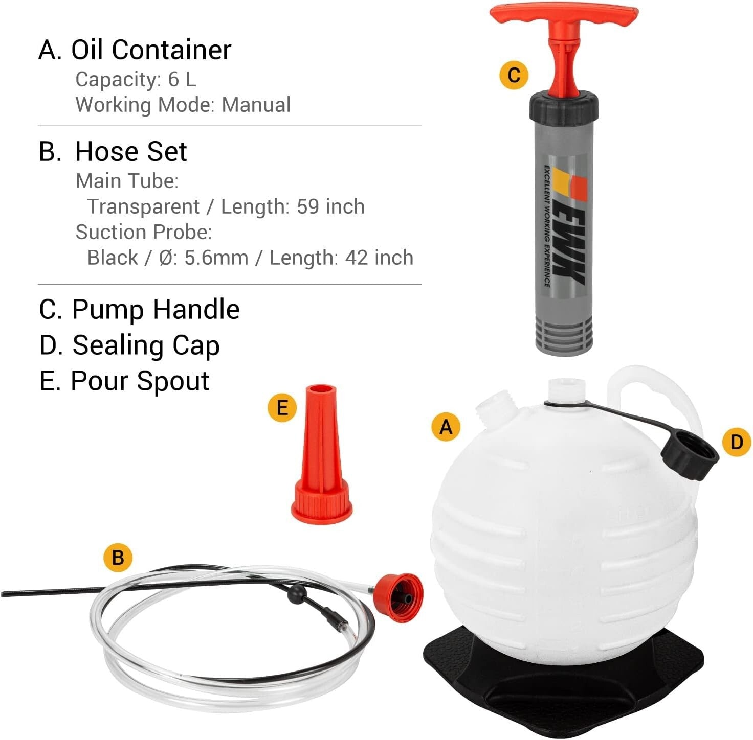 Portable 6L Oil Extractor Pump with Powerful Suction - Ideal for Automotive Use