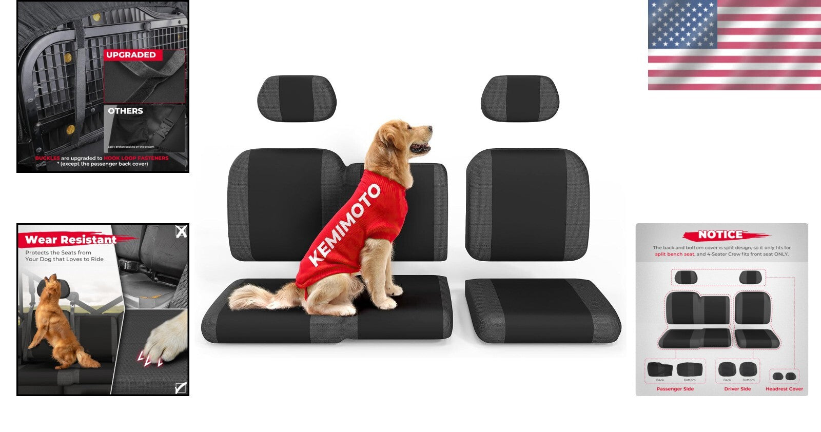 Scratch-Resistant UTV Seat Cover Set with Headrest for Polaris Ranger XP 1000