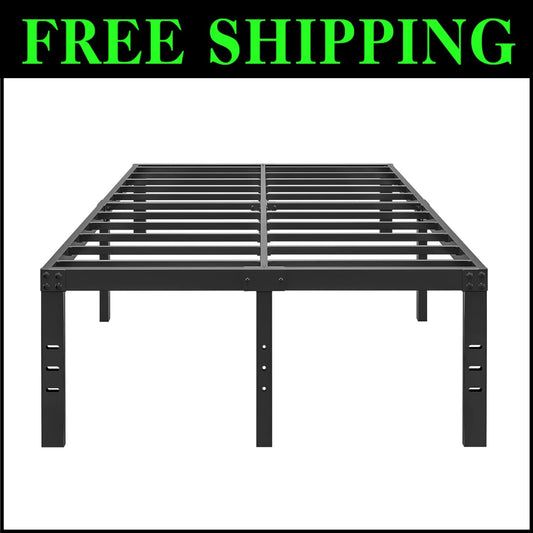 Sleek King Size Metal Bed Frame - Squeak Resistant with Ample Under-Bed Storage