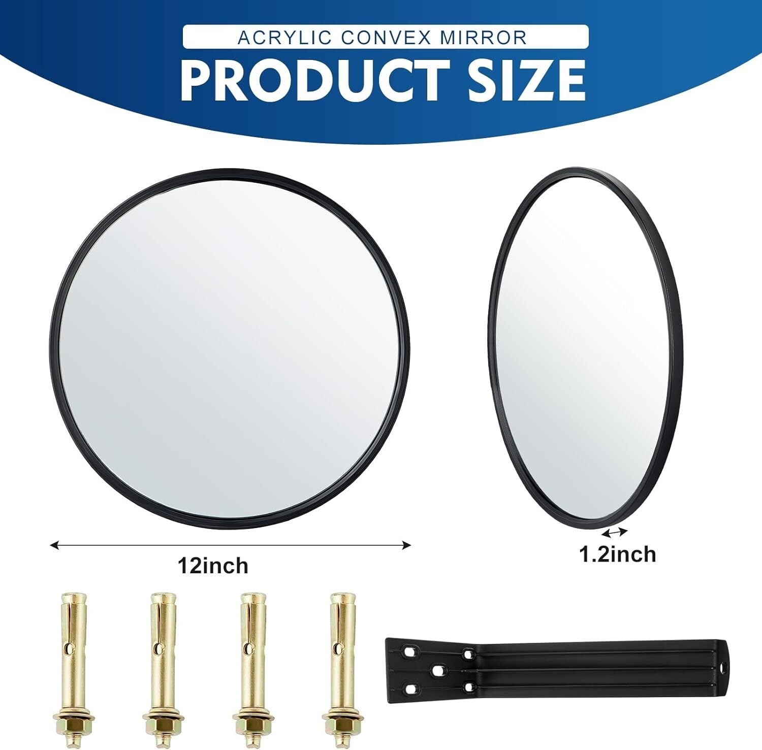 Durable Acrylic Traffic Mirrors - 2 Pack for Corners & Blind Spots, 12 Inch