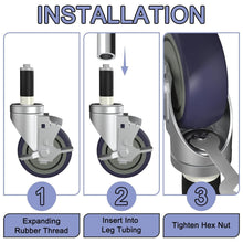 Load image into Gallery viewer, Adjustable 5-Inch Stem Caster Wheels Set for Easy Table Mobility and Height Lift