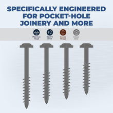 Load image into Gallery viewer, Self-Tapping Zinc Pocket Screws, 1 1/4 Inch - Ideal for Woodworking - 5000 Count