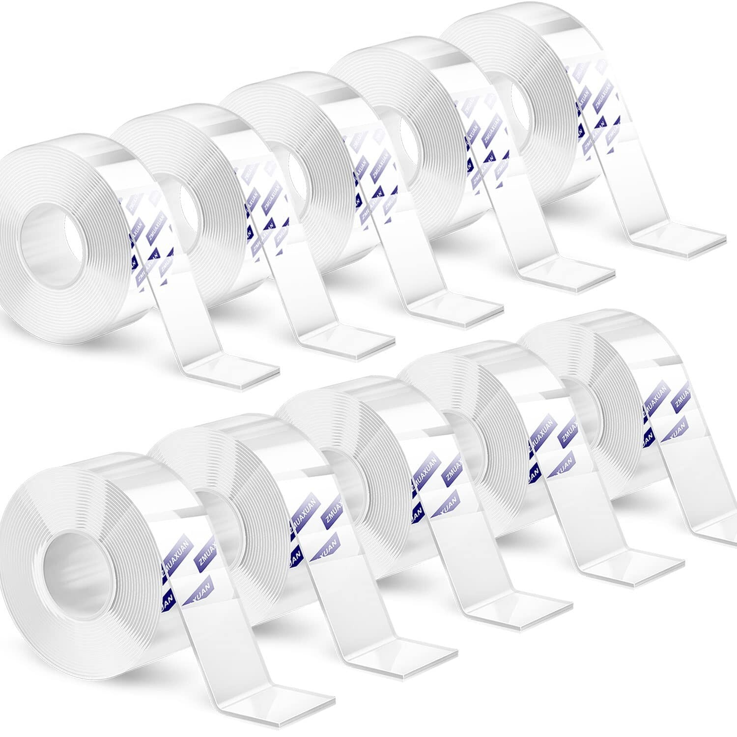 10 Roll Heavy Duty Double Sided Clear Tape - Strong Adhesive for All Surfaces