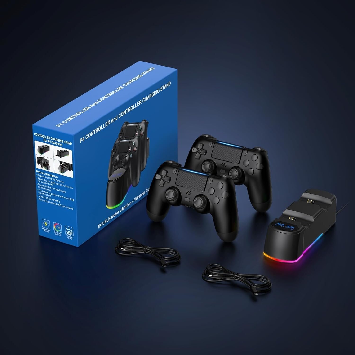 Wireless PS4 Controller 2 Pack with LED Charging Dock Station - Gaming Must-Have