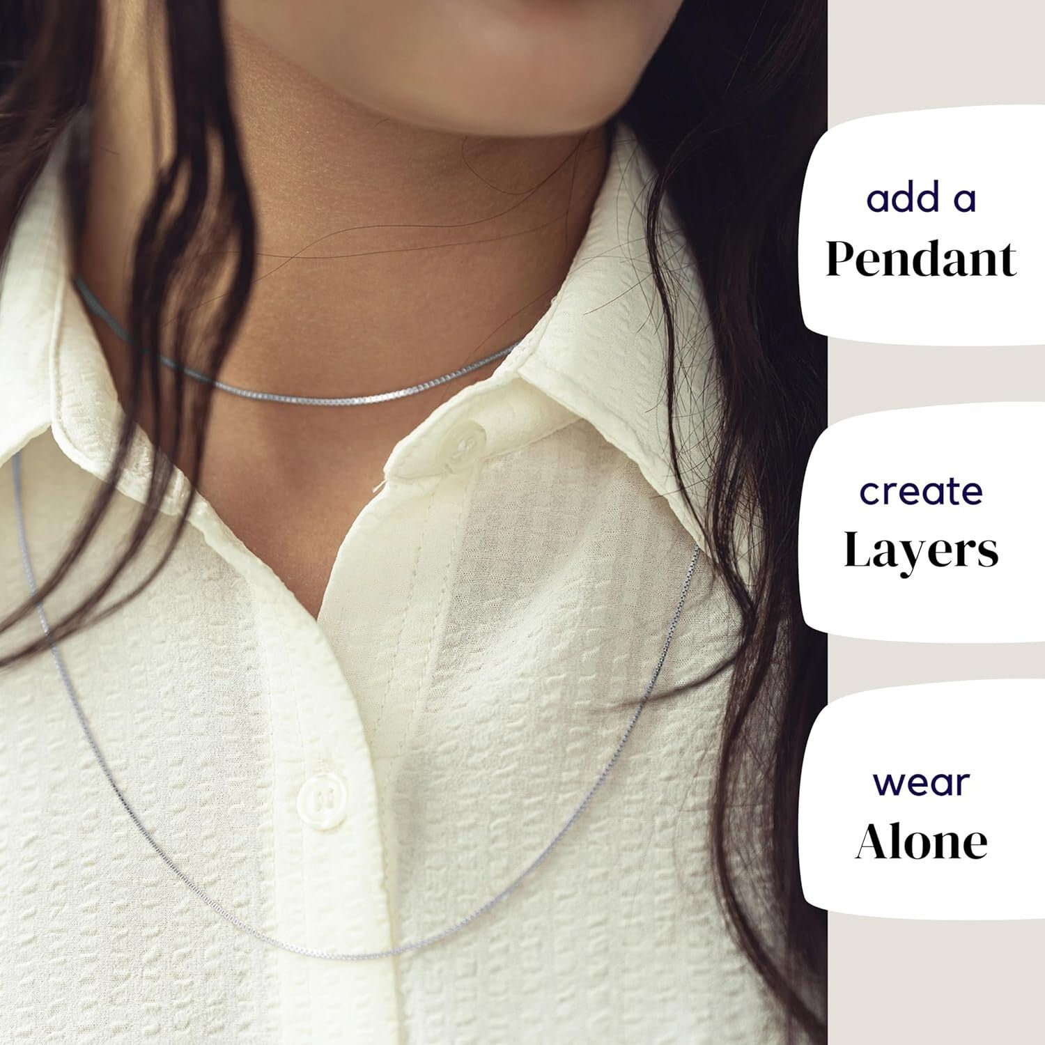 925 Sterling Silver 1mm Dainty Box Chain Necklace – Waterproof & Hypoallergenic