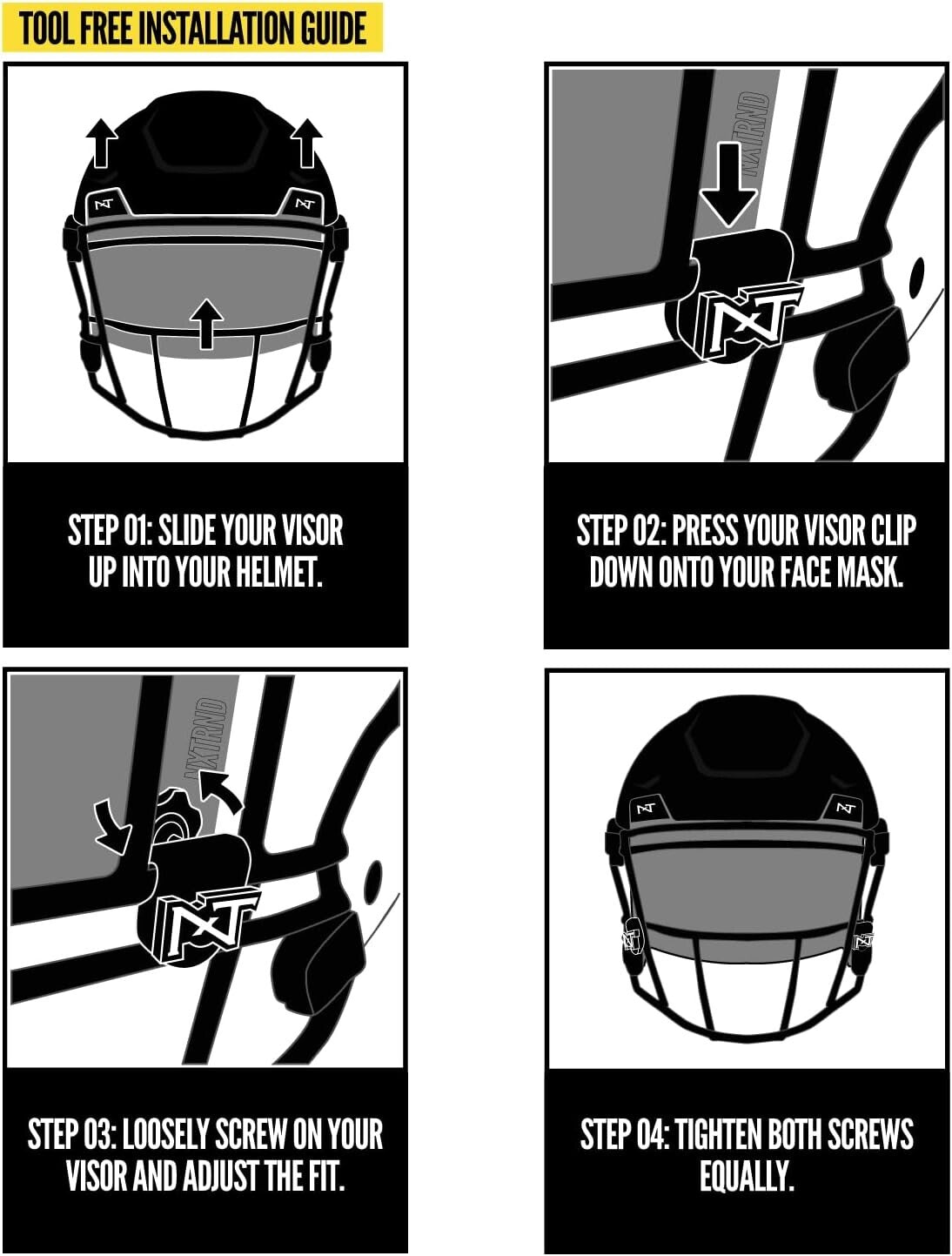 Lightweight Anti-Fog Football Visor for Adult & Youth Helmets - Tool-Free Setup