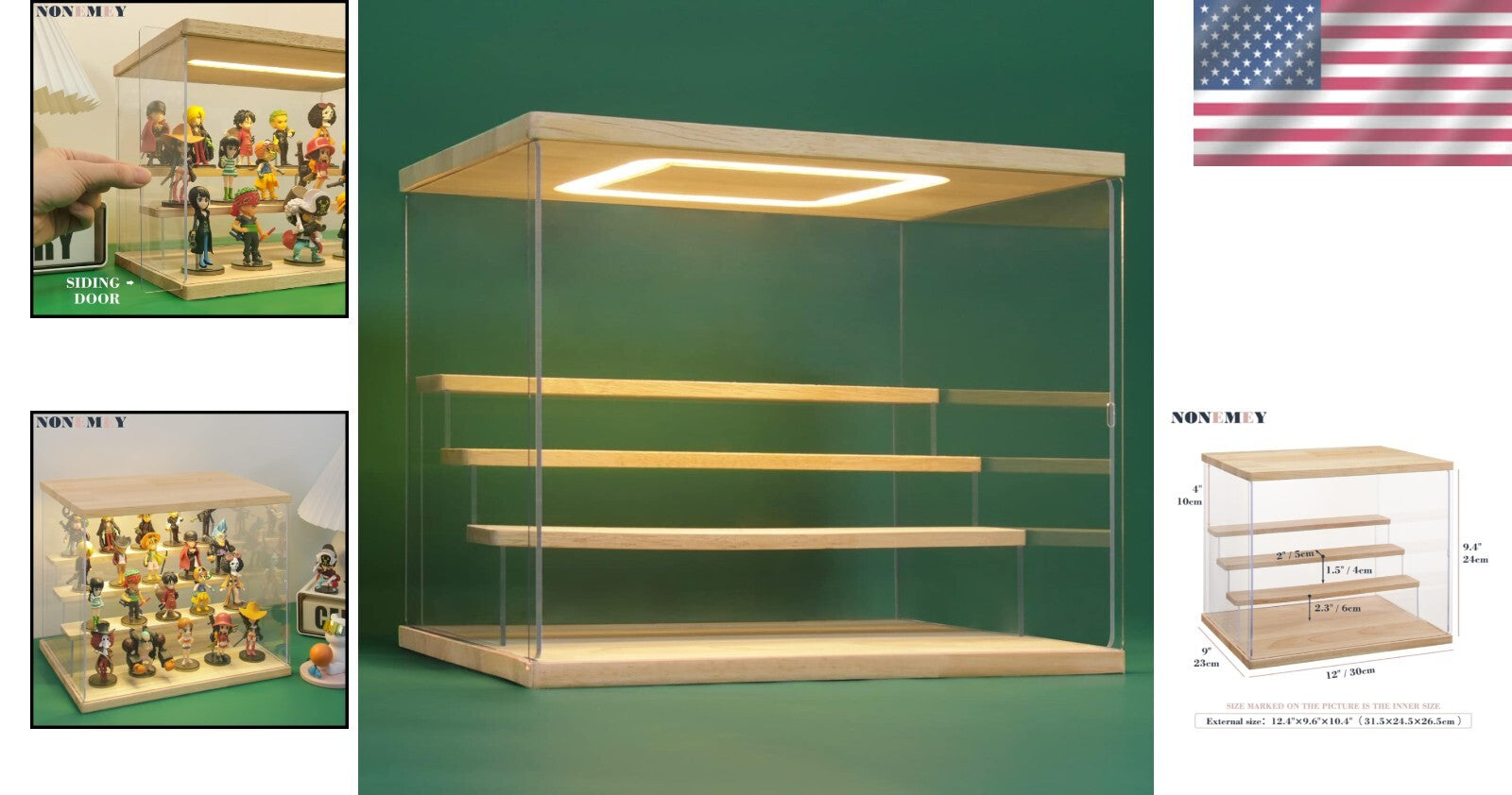 4-Tier Dustproof Acrylic Display Stand with LED Light - Showcase Your Treasures!