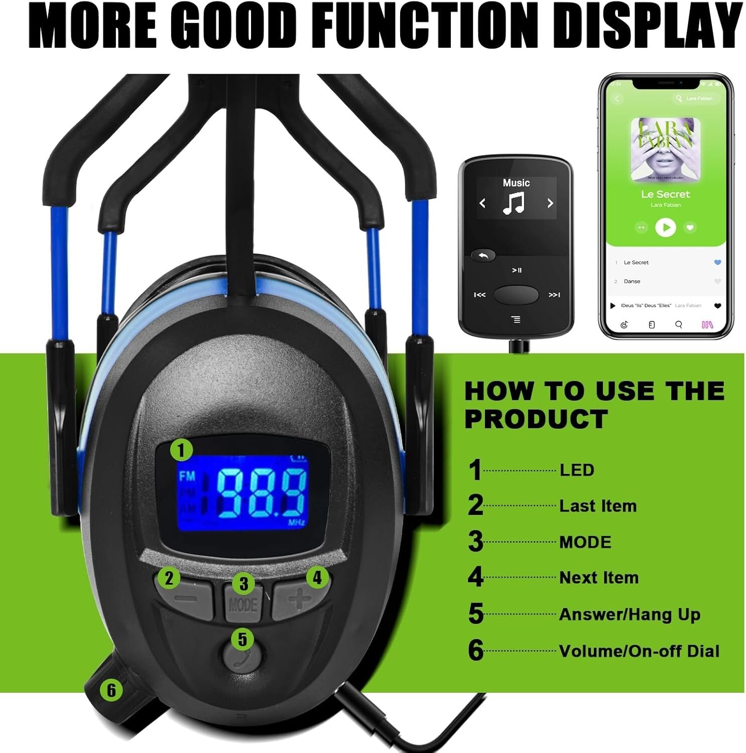 Advanced Bluetooth Earmuffs with FM Radio & Long-lasting Rechargeable Battery