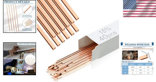 40 Sticks AWS BCup-5 Silver Brazing Rods for HVAC & Refrigeration 15% Silver