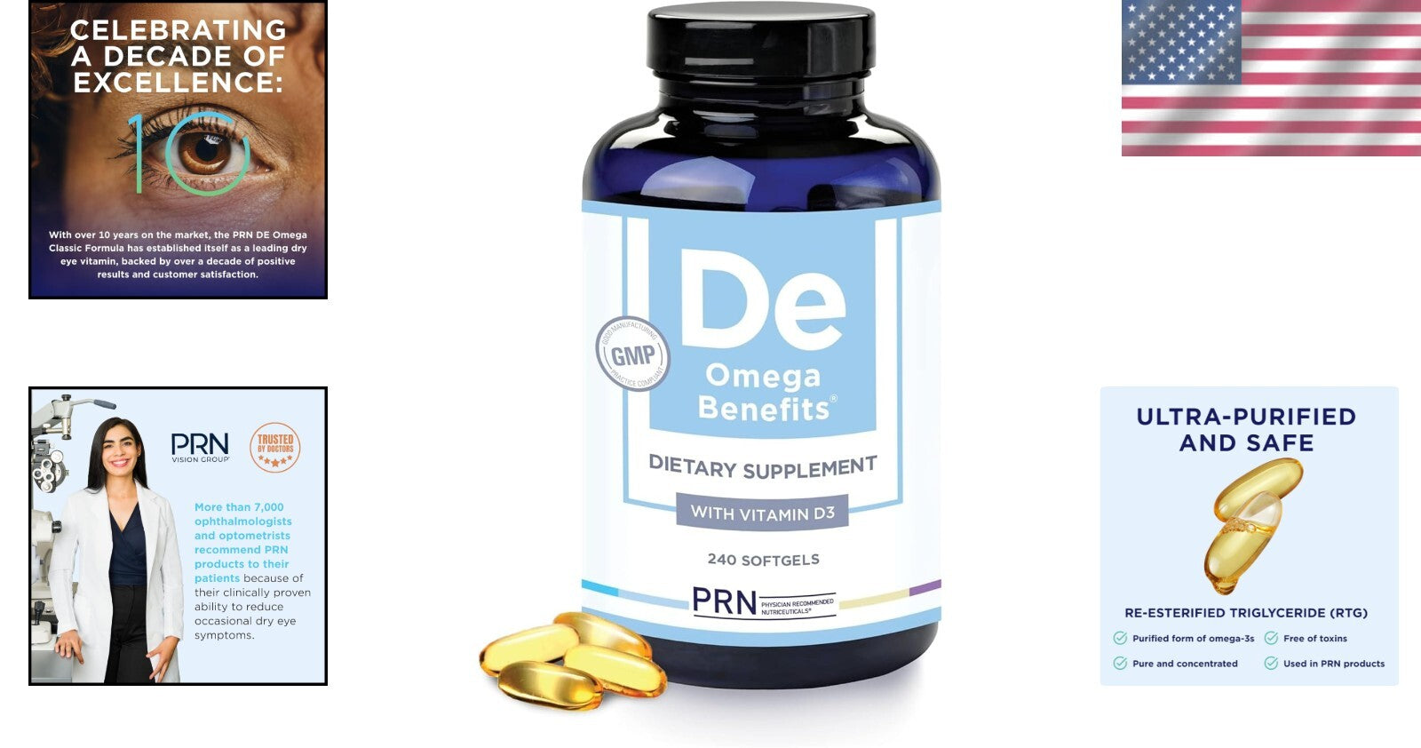 Doctor Recommended PRN DE Omega 3 Softgels - Superior Absorption & No Fish Burps