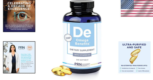 Doctor Recommended PRN DE Omega 3 Softgels - Superior Absorption & No Fish Burps