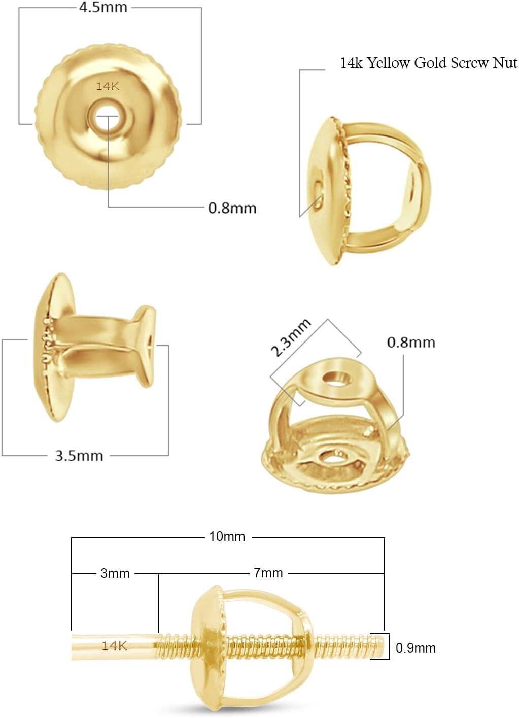 Customized Gold Screw Back Earring Backings - Perfect for Every Style