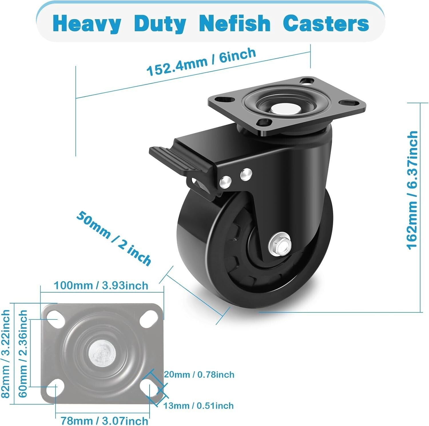 Premium 5-Inch Heavy Duty Casters with Lock - Ideal for Equipment & Machinery