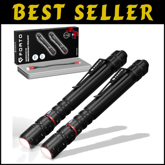 Rechargeable Emergency Flashlight 2-Pack - Waterproof, Dustproof, Premium Gift