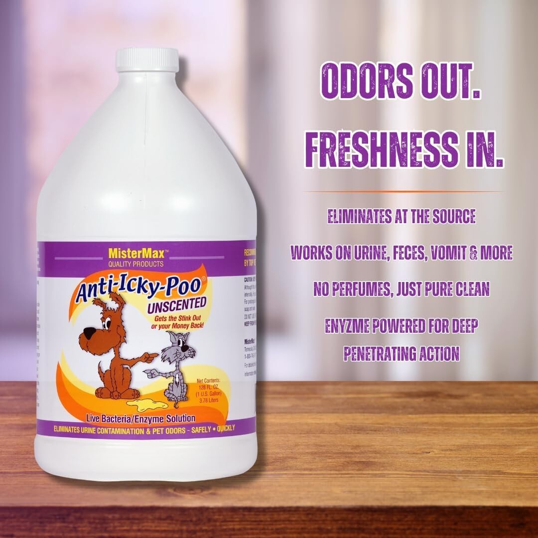 128 Fl Oz Gallon of Unscented Anti-Icky Poo - Ultimate Pet Odor Eliminator
