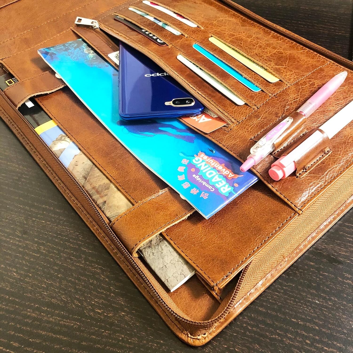 Personalized Leather Check Binder Portfolio - Holds 600 Checks, 9x13 Sheets