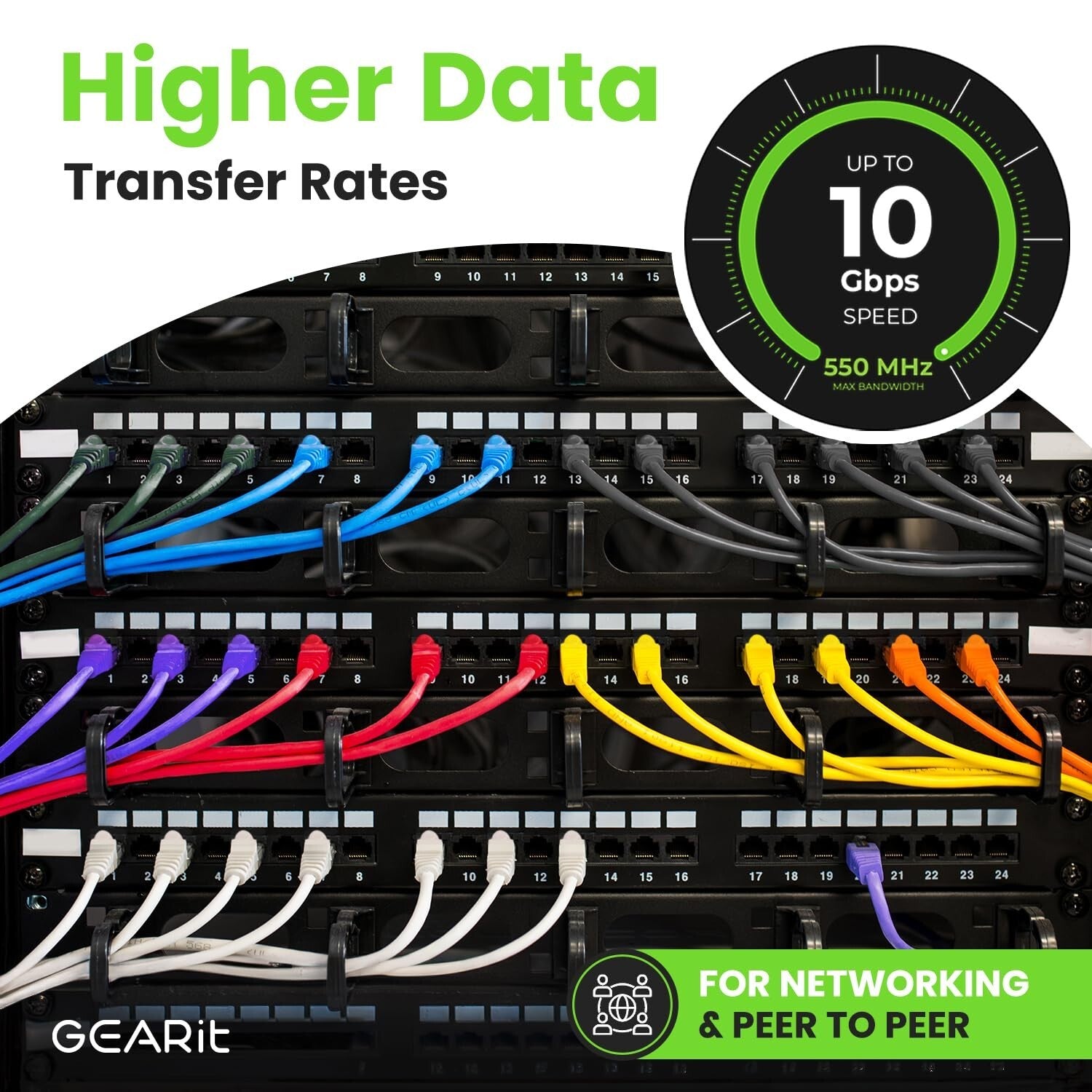 Versatile 100-Pack Cat 6 Ethernet Cables, 1ft Length, 10Gbps Speed - Durable