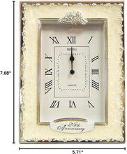 Load image into Gallery viewer, Beautiful Free-Standing 25th Anniversary Quartz Clock - Silver Floral Design