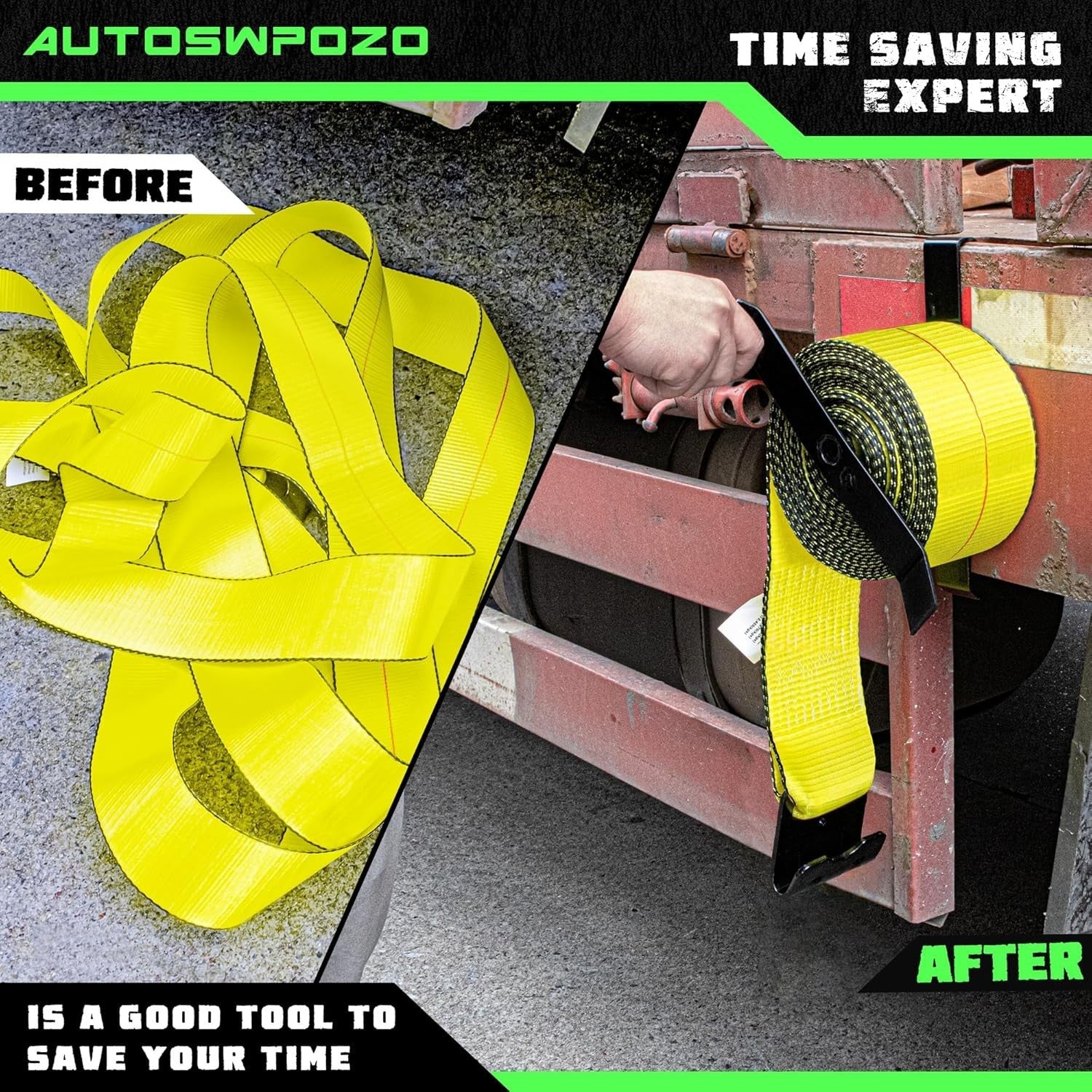 Efficient Roll-Up Winch Straps – 2 Pack for Trailers and Vans, Up to 4" Wide