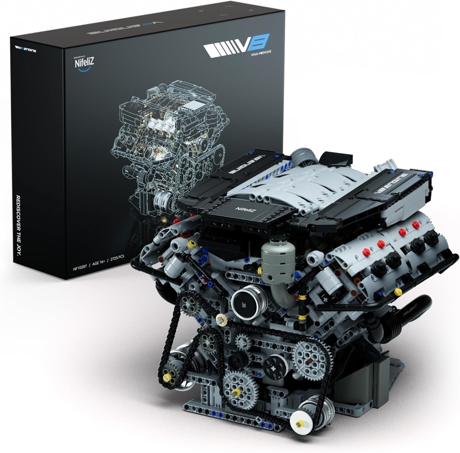 Exclusive V8 Engine Model Kit - Educational 2725 PCS Mechanical Toy for Adults