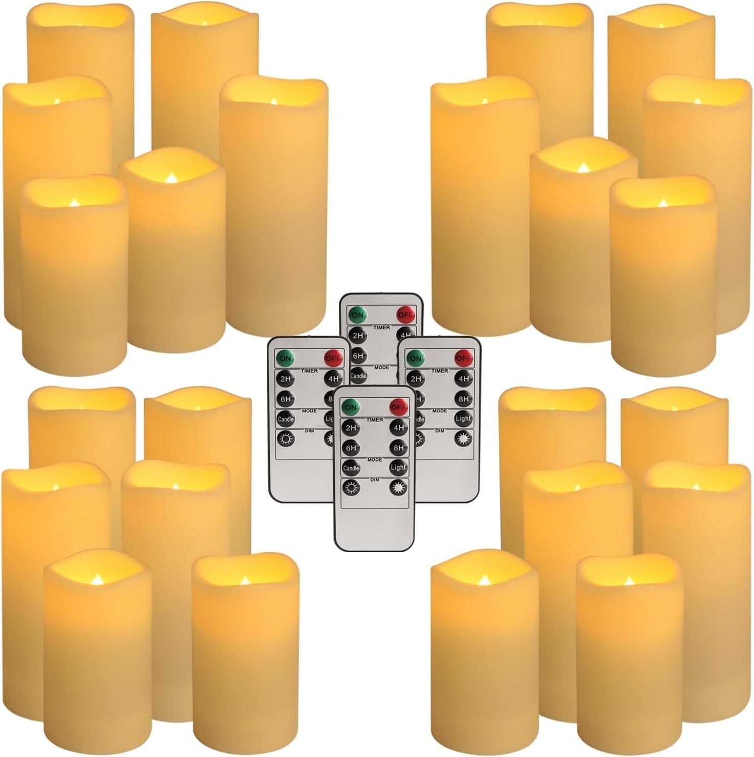 Elegant Outdoor Indoor Flameless LED Candles Set of 24 with Remote Control Timer