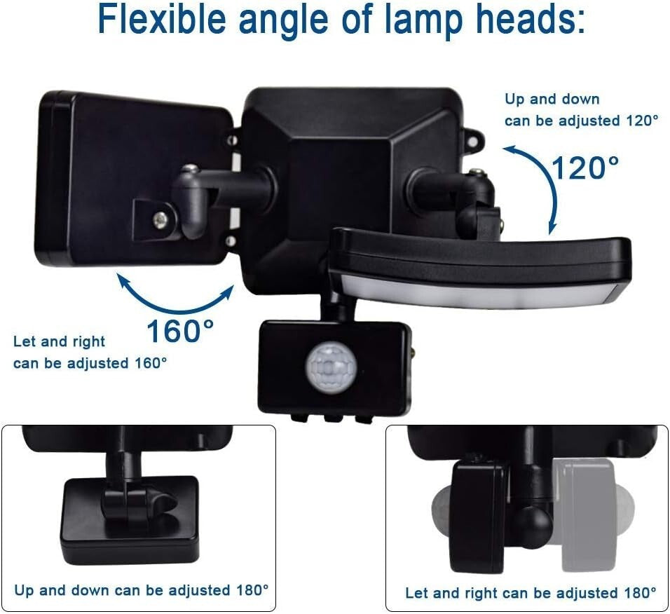 Energy Efficient 20W LED Motion Sensor Floodlight - 180° Angle Illumination