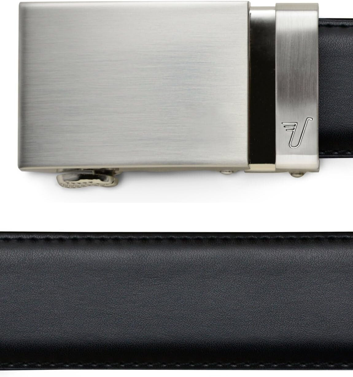 Men's Genuine Leather Ratchet Belt - 40mm Steel Buckle, Extra Large Style