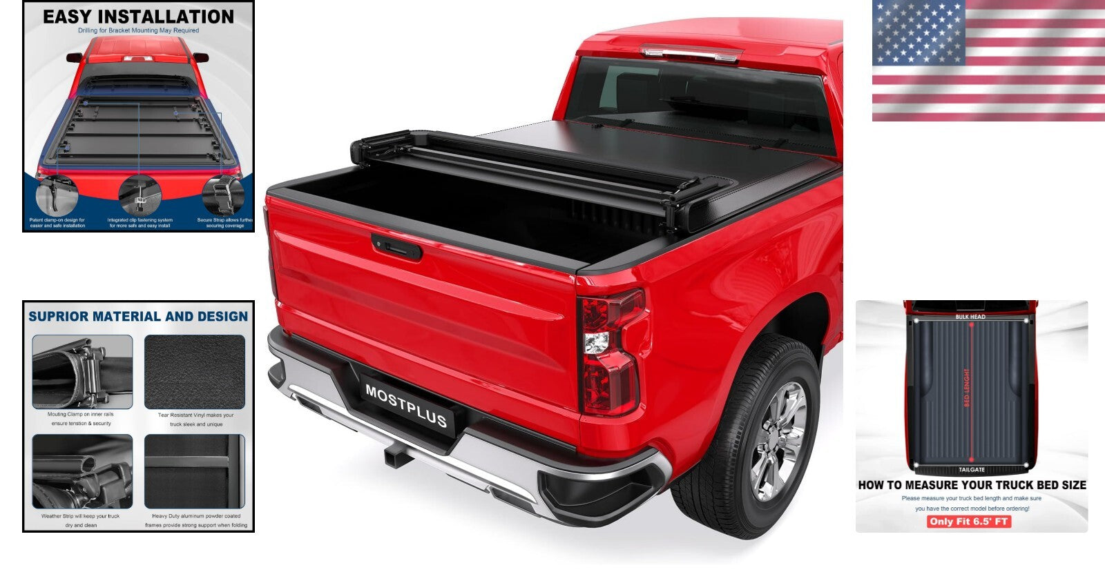 Custom Fit Soft Truck Tonneau Cover for 1988-2006 Silverado/GMC 6.5 FT Fleetside