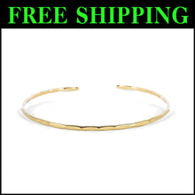 Load image into Gallery viewer, Waterproof Hammered Cuff Bracelet - Lightweight 14K Gold Fill for Everyday Wear