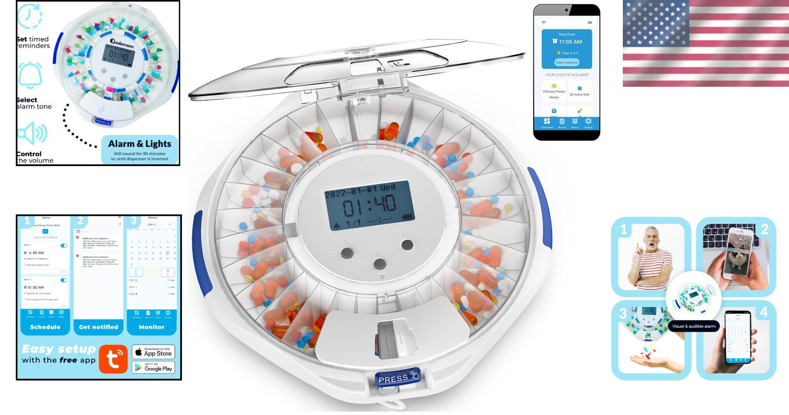 Secure Automatic Pill Dispenser with WiFi App - Peace of Mind for Caregivers