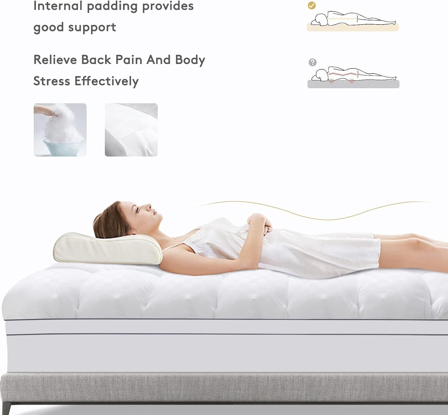Machine Washable Extra Thick Twin Mattress Pad - Ideal for Pain Relief & Comfort