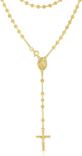 Load image into Gallery viewer, Lightweight Unisex Sterling Silver Rosary Charm Necklace - Gold Plated Finish