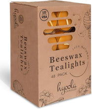 Load image into Gallery viewer, Pure Beeswax Tea Lights - Handmade Unscented Candles, 48 Pack - 4 Hour Burn Time