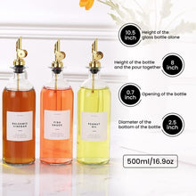 Load image into Gallery viewer, Chic 500ml Oil &amp; Vinegar Dispenser Set with Stain-Free Labels and Pour Spout
