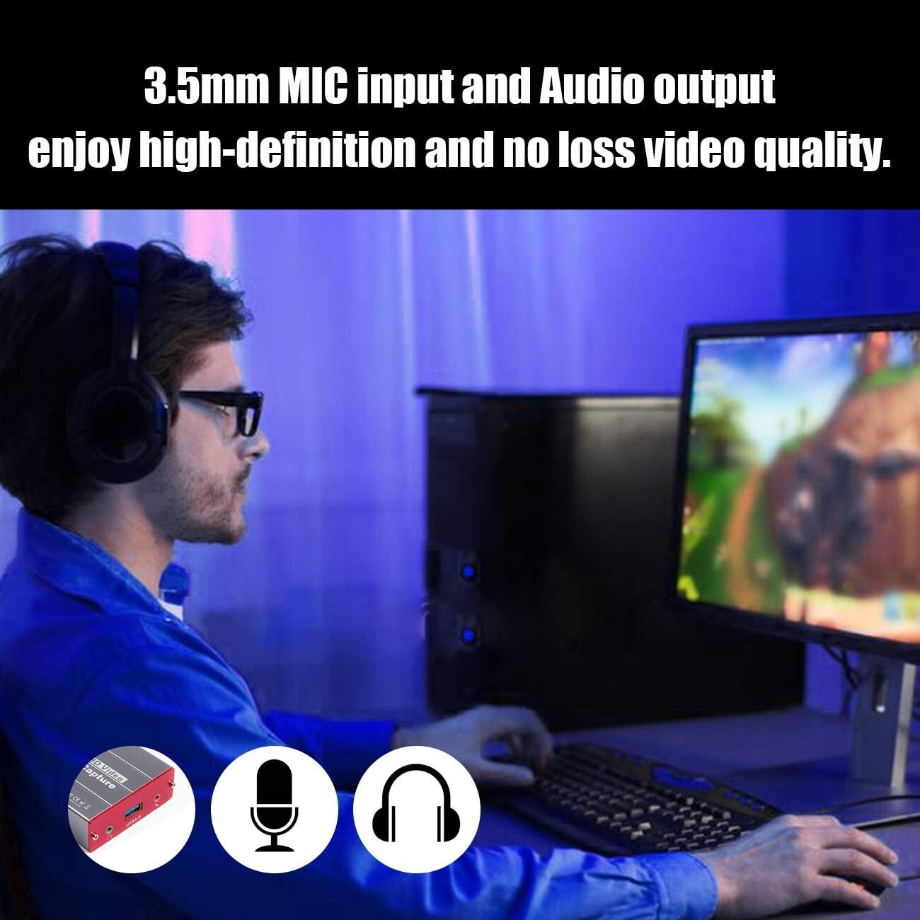 USB 3.0 Game Capture Card - 4K Input & Zero Latency Pass-through for Streamers