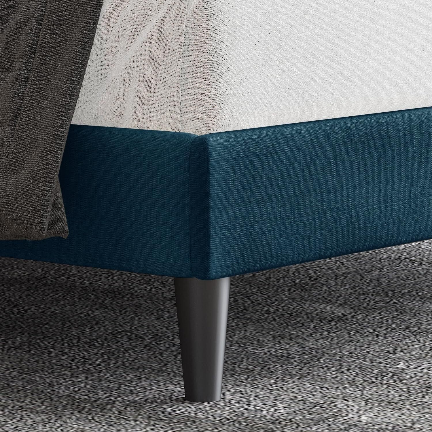 Stylish Full Size Platform Bed with Wood Slat Support and Adjustable Headboard