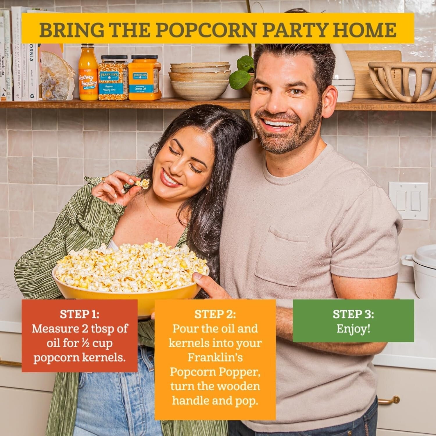 Authentic 6-Quart Stovetop Popcorn Maker with FREE Organic Kit for Movie Nights