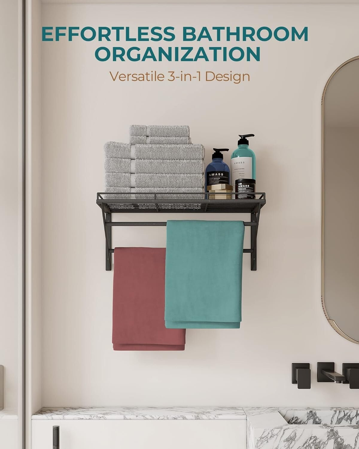 Elegant 23-Inch Hanging Pot Rack with Rust-Resistant Iron and Adjustable Hooks