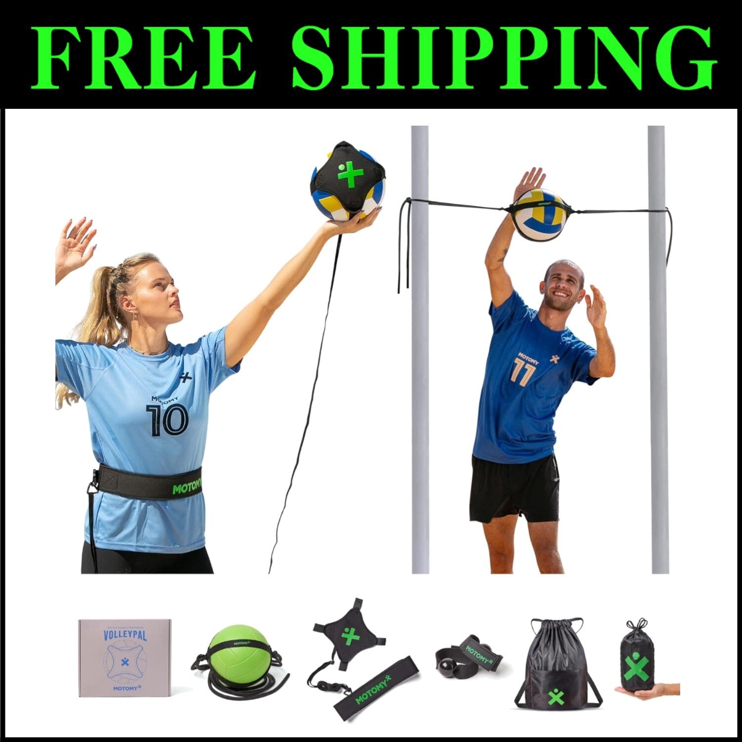 Durable Volleyball Training Equipment with Adjustable Belt & Long Elastic Cord