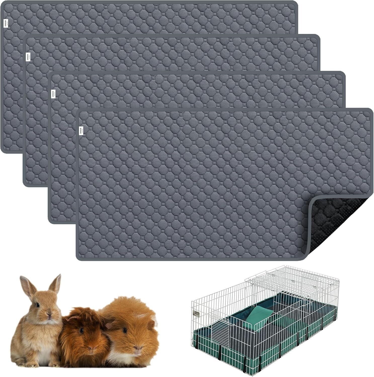 Premium Anti-Slip Guinea Pig Bedding - Reusable 4 Pack for Midwest Cages