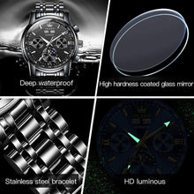 Load image into Gallery viewer, Luxury Automatic Men's Watch with Moon Phase &amp; Water Resistance - Black Dial