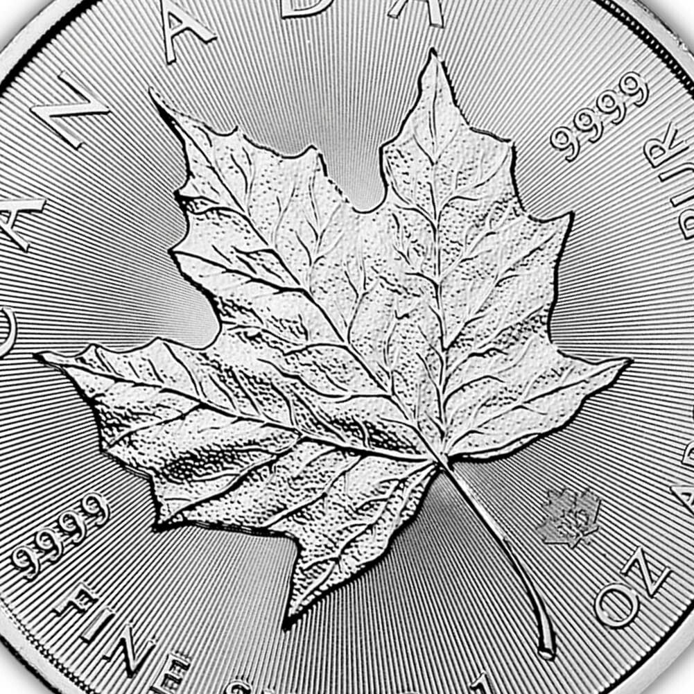 Lustrous Canadian Silver Maple Leaf Coin - $5 Brilliant Uncirculated, 1 Troy Oz