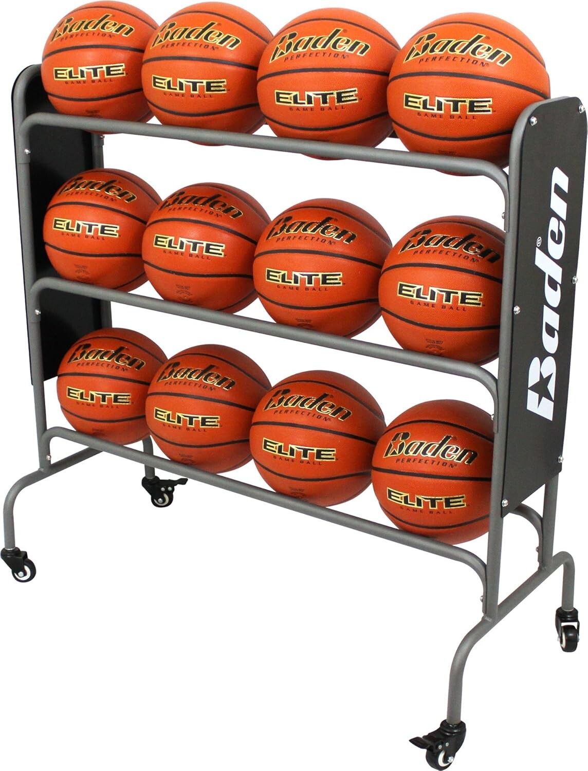 Versatile 3-Tier Basketball Organizer with Locking Wheels - Perfect for Gyms