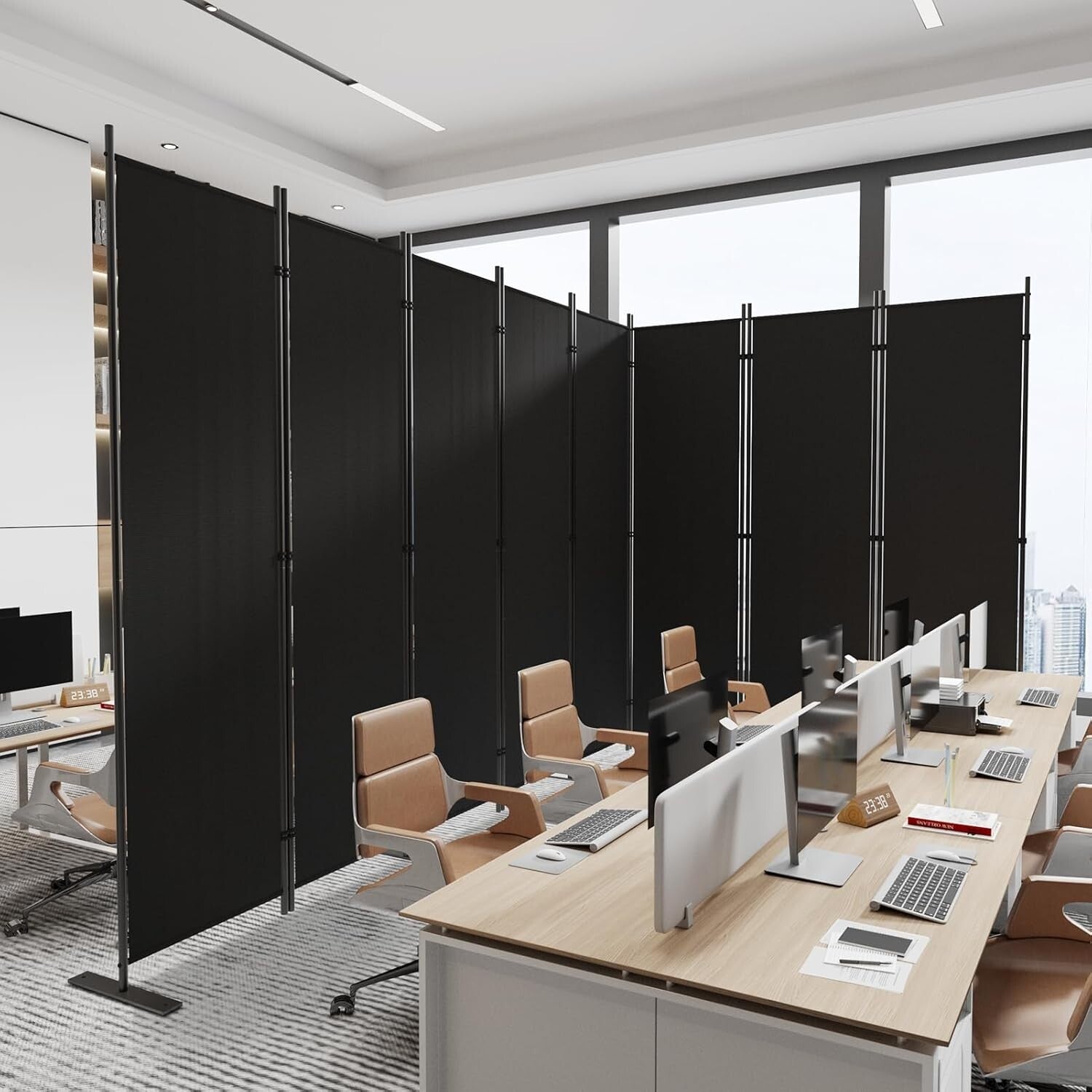 Portable 8-Panel Room Divider - Freestanding Privacy Solution, 160" W x 71" H