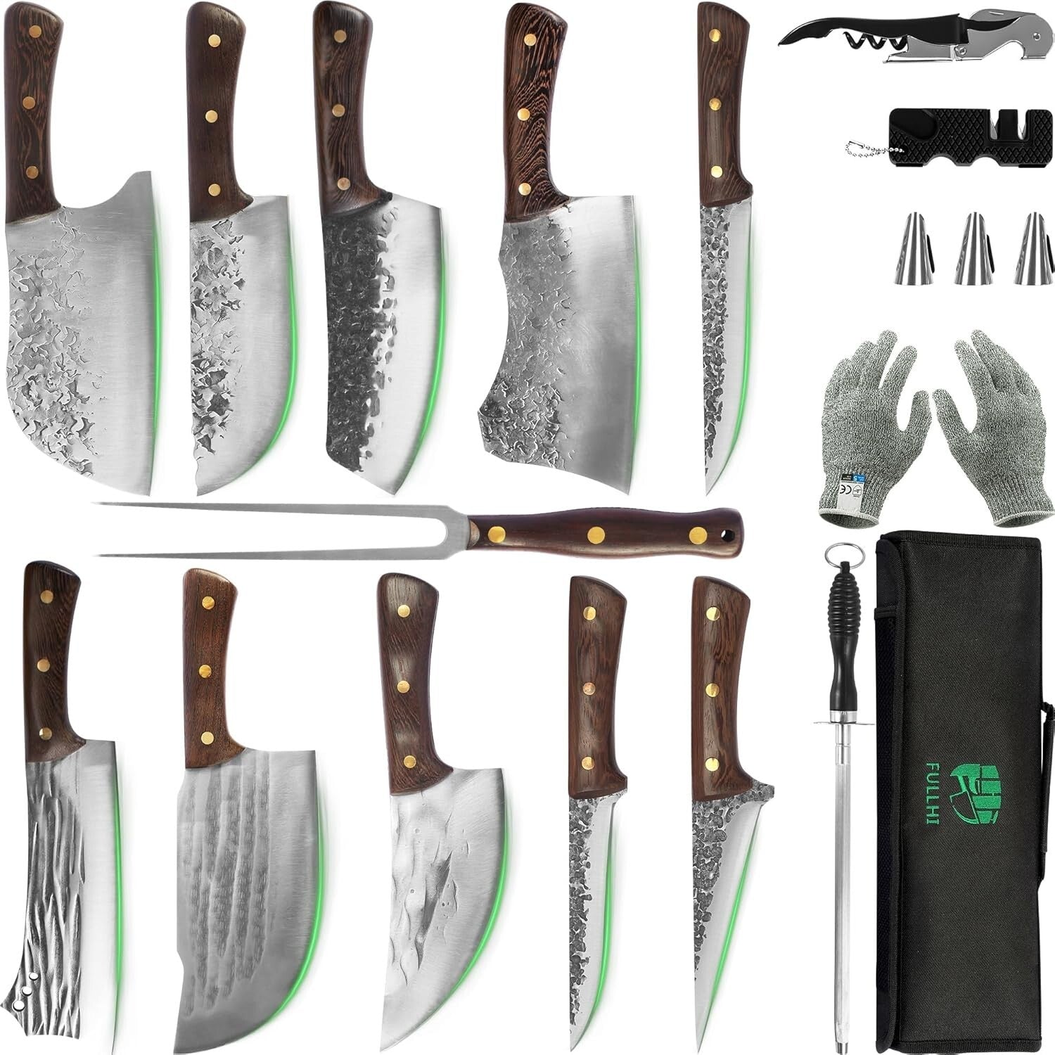 Ultimate 17-Piece Butcher Knife Set - Carbon Steel & Essential Tools Included