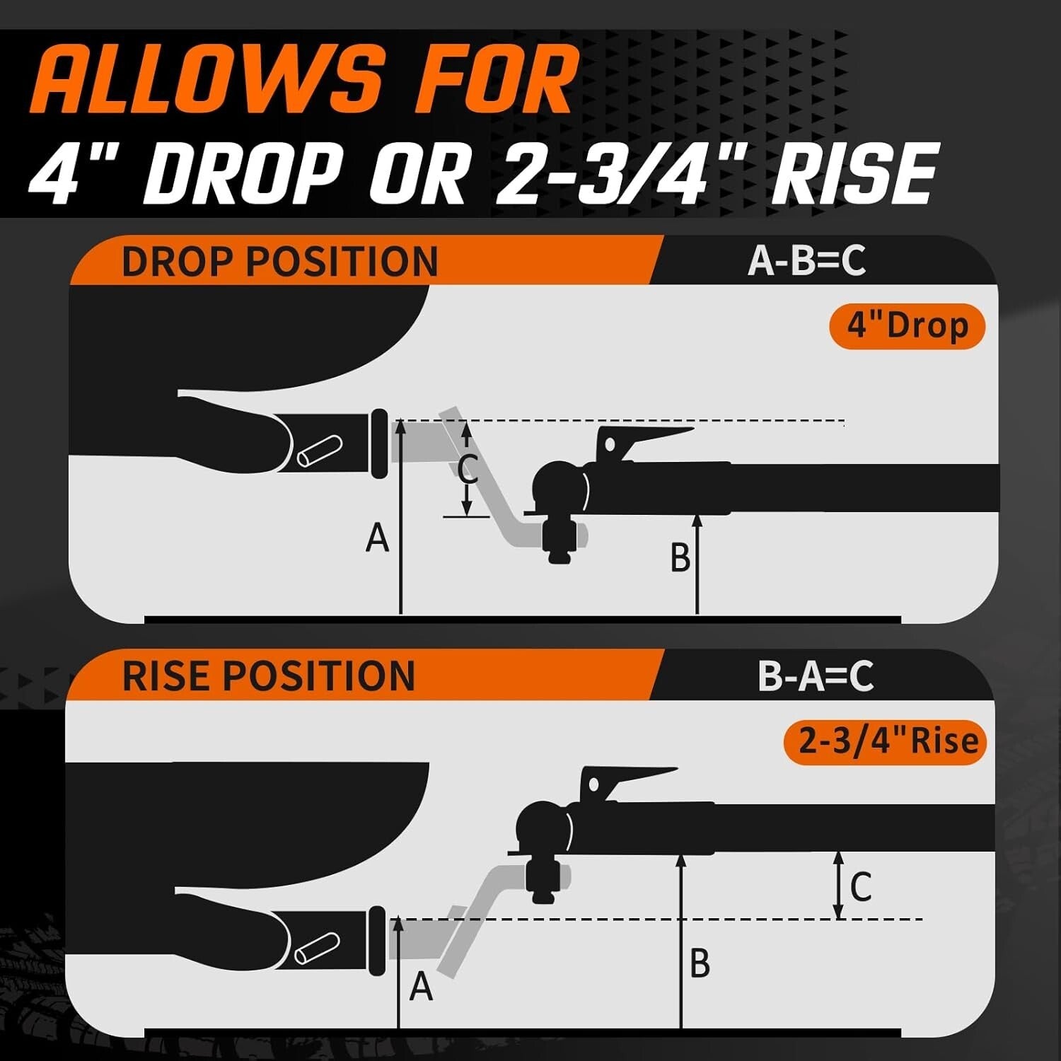 Easy-Install 4-Inch Drop Hitch with Attached 2-Inch Ball & Lock - Black Finish