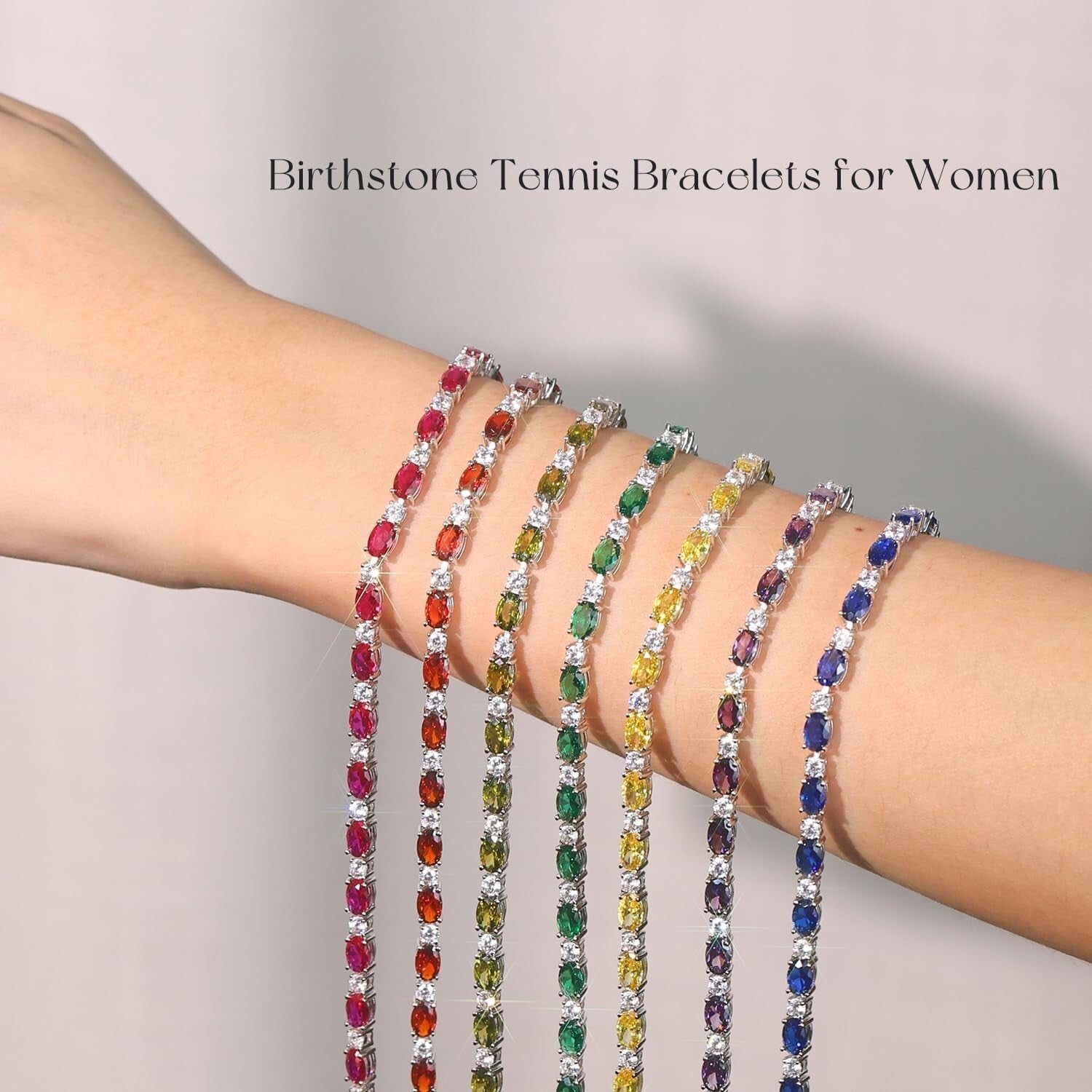 Hypoallergenic Birthstone Tennis Bracelet for Women - Stylish Gift in 12 Colors