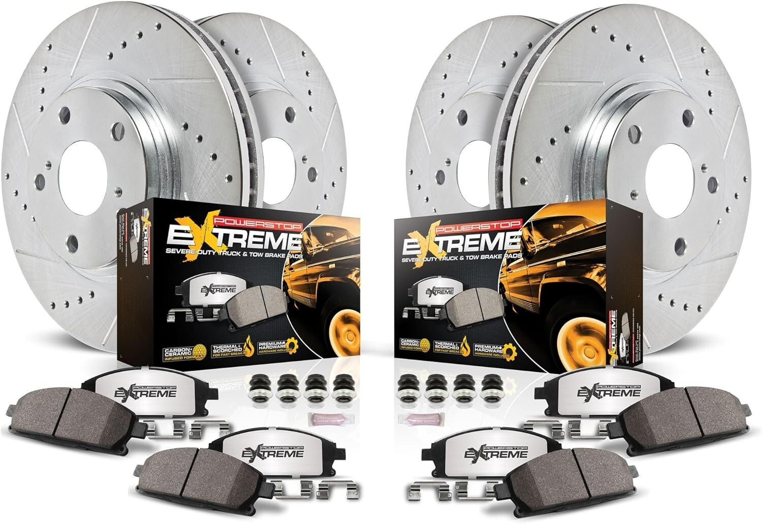 Complete Carbon-Fiber Brake Pad & Rotor Kit for Towing - Fits 2006-2022 Ram 1500