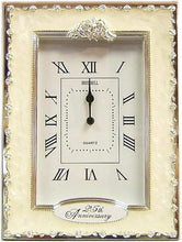 Load image into Gallery viewer, Beautiful Free-Standing 25th Anniversary Quartz Clock - Silver Floral Design